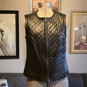 Caslon quilted leather zip lambskin vest